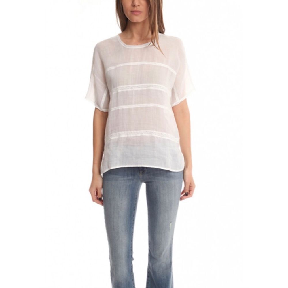 Vince Ramie Lace Insert Top XS